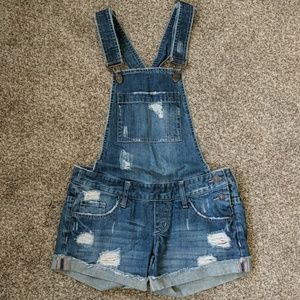 Distressed Denim Overalls